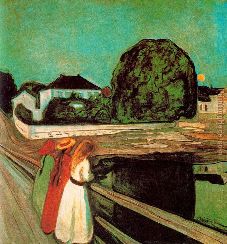At the bridge painting - Edvard Munch At the bridge art painting